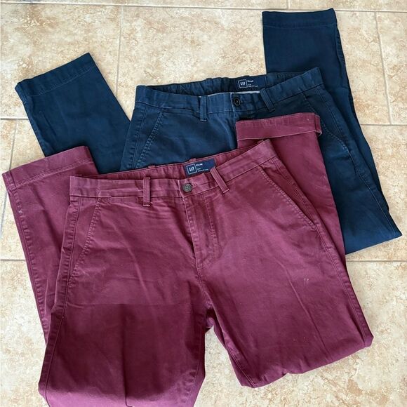 GAP Men's Chino Pants - Navy and Burgundy - Picture 1 of 5
